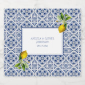 Amalfi Coast Lemon Blue Tiles Italien Hochzeit Schaumweinetikett (Einzelnes Label)