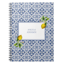 Amalfi Coast Lemon Blue Tiles Italien Notizblock