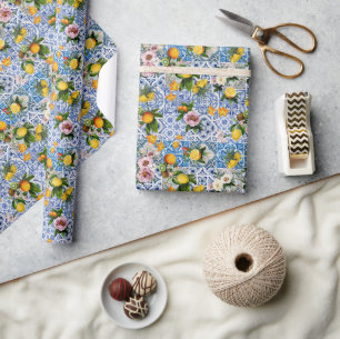 Amalfi Coast Lemon Bouquet Tiles Italien Geschenkpapier