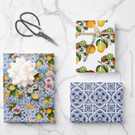 Amalfi Coast Lemon Bouquet Tiles Italien Geschenkpapier Set