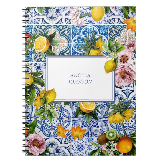 Amalfi Coast Lemon Bouquet Tiles Italien Notizblock (Vorderseite)