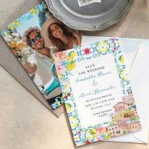 Amalfi Coast Lemon Fliesen Italienische Hochzeit Save The Date