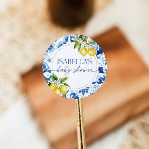 Amalfi Coast Lemon Mediterrane Babydusche Runder Aufkleber