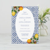 Amalfi Coast Lemon Tiles Italien Oval Rahmen Einladung (Stehend Vorderseite)