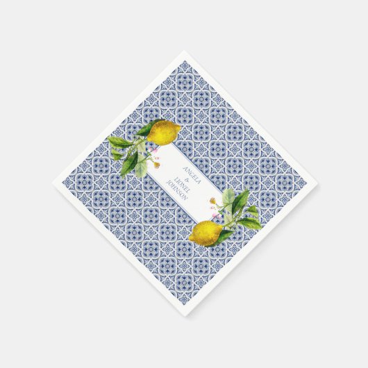 Amalfi Coast Lemon Tiles Italien Personalisierte N Serviette (Ecke)