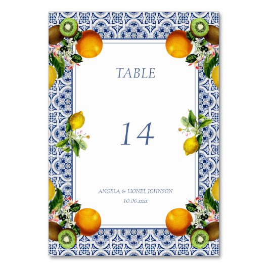 Amalfi Coast Lemon Tiles Italien Personalisierte N Tischnummer (Vorderseite)
