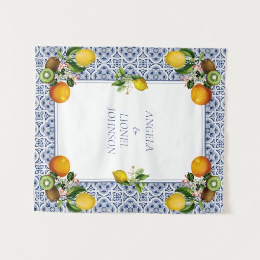 Amalfi Coast Lemon Tiles Italien Personalisierte N Wandteppich (Vorderseite (Horizontal))