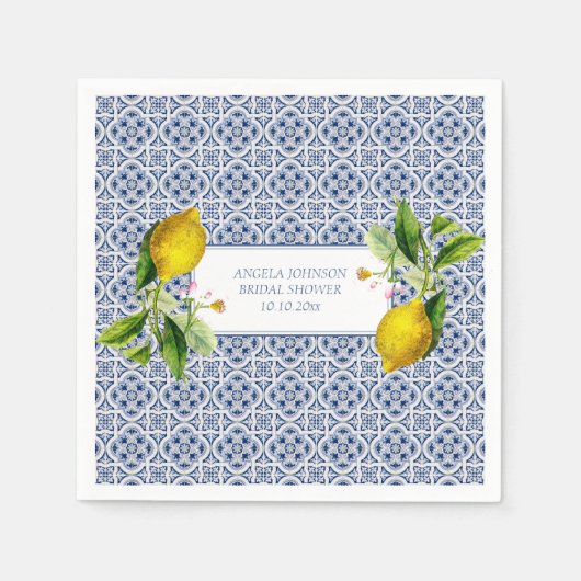 Amalfi Coast Lemon Tiles Italy Personalized names Serviette (Vorderseite)