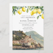 Amalfi Coast Lemons Italian Wedding Einladung (Vorne/Hinten)
