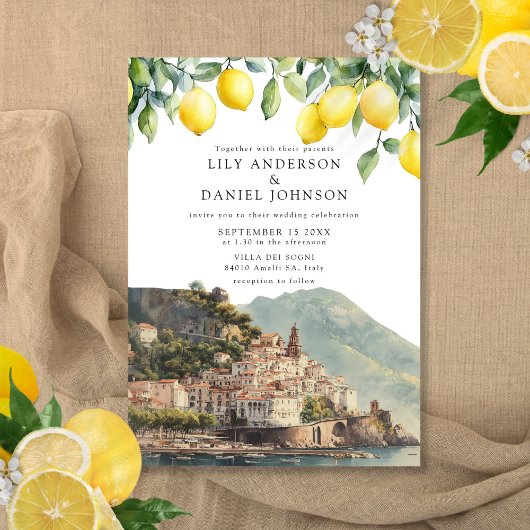 Amalfi Coast Lemons Italian Wedding Einladung