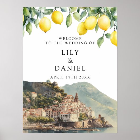 Amalfi Coast Lemons Wedding Welcome Sign Poster (Vorne)