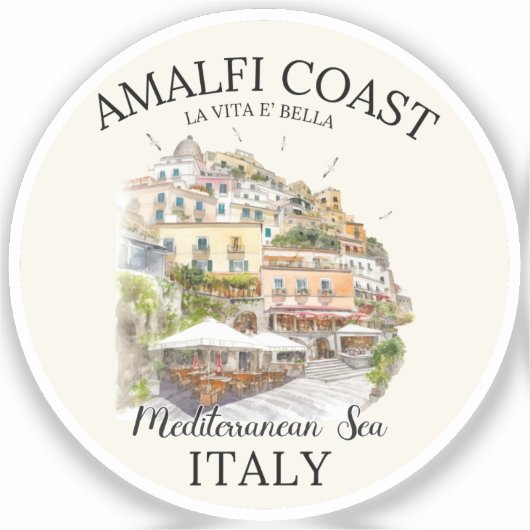 Amalfi Coast Mediterranean View Aufkleber (Vorderseite)