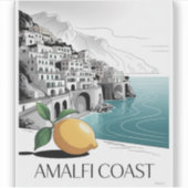Amalfi Coast Minimalist Line Art Aufkleber (Vorderseite)