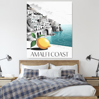 Amalfi Coast Minimalist Line Art Leinwanddruck