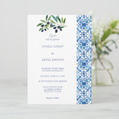 Amalfi Coast Olive Branch Tiles Italien Einladung (Stehend Vorderseite)