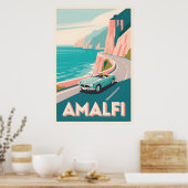 Amalfi Coast Retro Trail : Flat Vector Art Poster (Küche)
