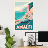 Amalfi Coast Retro Trail : Flat Vector Art Poster (Heimbüro)