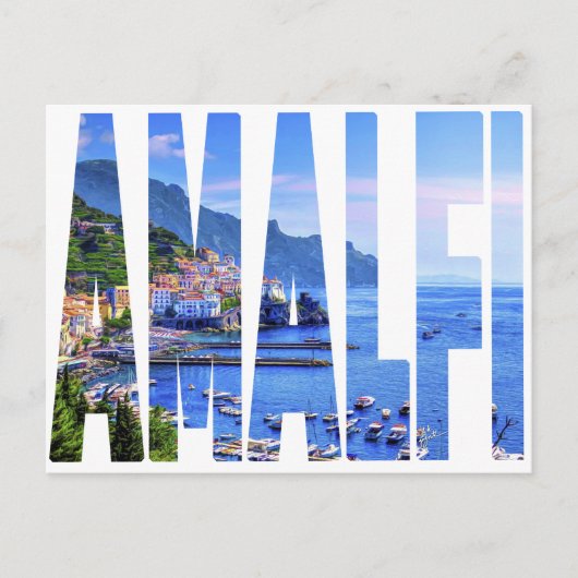 Amalfi Coast Typografy Modern Foto Travel Postkarte (Vorderseite)