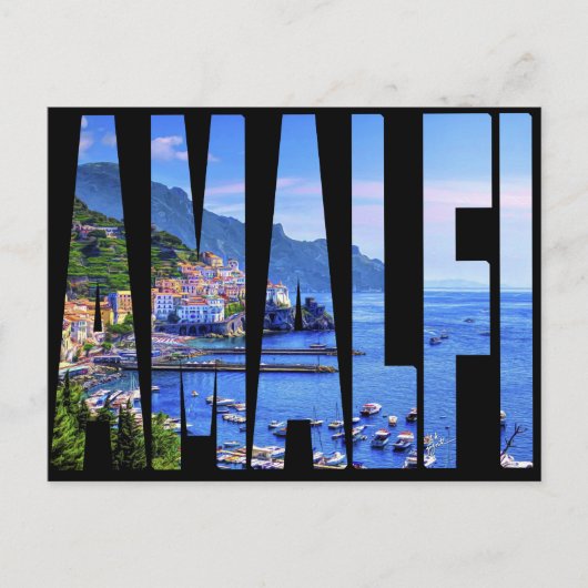 Amalfi Coast Typografy Modern Foto Travel Postkarte (Vorderseite)
