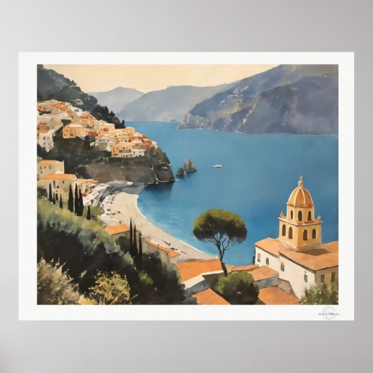 Amalfi Coast Village View Poster (Vorne)