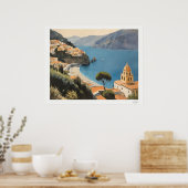 Amalfi Coast Village View Poster (Küche)