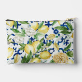 Amalfi Coast Wasserfarben Lemon Monogramm Zubehörtasche (Rückseite)