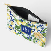 Amalfi Coast Wasserfarben Lemon Monogramm Zubehörtasche (Offen)