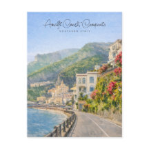 Amalfi Coast Watercolor Romantic Travel Keepsake