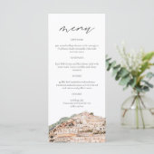 AMALFI COAST Watercolor Wedding Menu Cards Menükarte (Stehend Vorderseite)