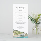 AMALFI COAST Watercolor Wedding Menu Cards Menükarte (Stehend Vorderseite)