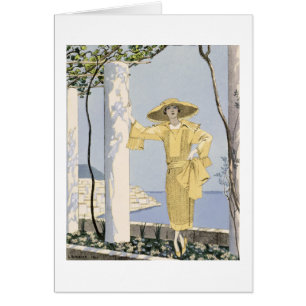 Amalfi, Illustration einer Frau in einem gelben