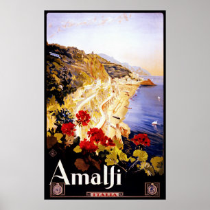 Amalfi ~ Italia ~ Vintages Italienisches Reiseplak Poster