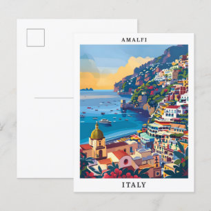 Amalfi Italien Elegante Kunst Vintage Reise Postkarte