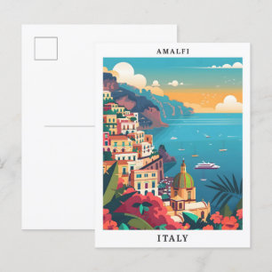 Amalfi Italien Elegante Vintage Reise Postkarte