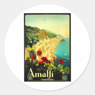 Amalfi Italien Italia Vintage-Reise Werbung Runder Aufkleber