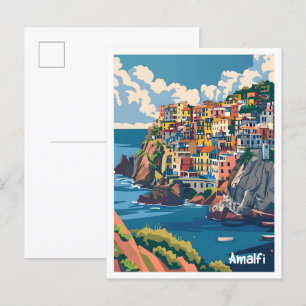 Amalfi Italien Kunst Elegant Vintage Reise Postkarte