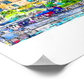 Amalfi Italien Reisen Wasserfarben Hand zeichnen Poster (Ecke)