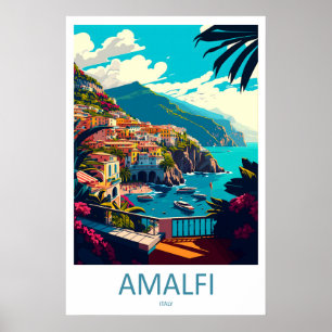Amalfi Italien Reiseplakat Vintage Skigebiet Natio Poster