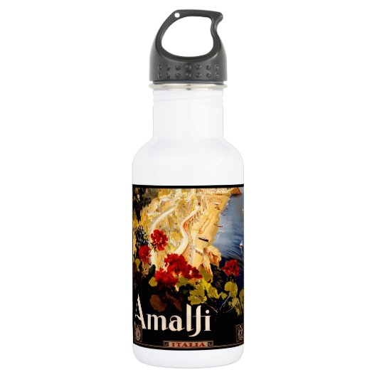 Amalfi Italien Reiseplaner Kunst Grafik Edelstahlflasche (Vorderseite)