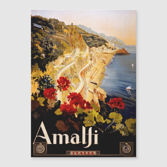 Amalfi Italien Reiseplaner Kunst Grafik Magnetkarte (Vorderseite)