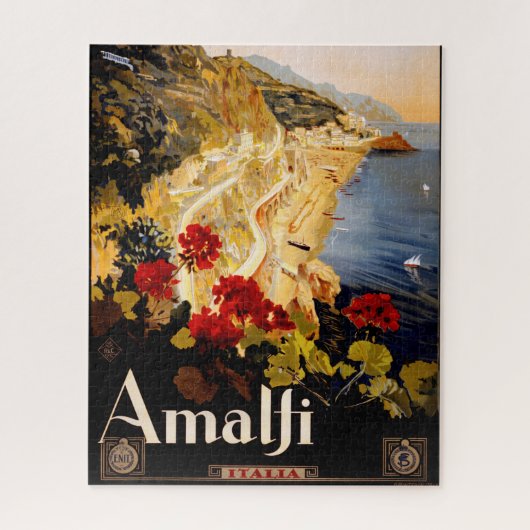Amalfi Italien Reiseplaner Kunst Grafik Puzzle (Vertikal)