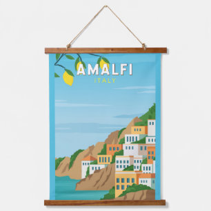 Amalfi Italien Retro Reise Kunst Vintage Wandteppich Mit Holzrahmen