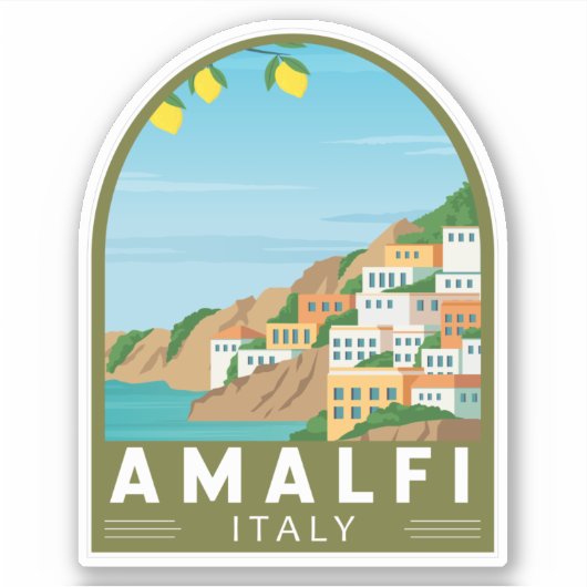 Amalfi Italien Retro Reisen Vintag Aufkleber (Vorderseite)