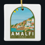 Amalfi Italien Retro Reisen Vintag Keramikornament<br><div class="desc">Amalfi Vektorgrafik Design. Amalfi ist eine Stadt in einer dramatischen Naturlandschaft unter steilen Klippen an der Südwestküste Italiens.</div>