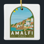 Amalfi Italien Retro Reisen Vintag Keramikornament<br><div class="desc">Amalfi Vektorgrafik Design. Amalfi ist eine Stadt in einer dramatischen Naturlandschaft unter steilen Klippen an der Südwestküste Italiens.</div>