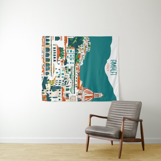 Amalfi Italien Retro Reisen Vintag Wandteppich (Beispiel (Horizontal))