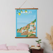 Amalfi Italien Retro Reisen Vintag Wandteppich Mit Holzrahmen (Schlafzimmer)