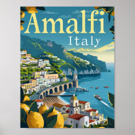 Amalfi Italien Vintag Berühmter Reiseort Poster