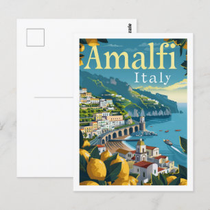 Amalfi Italien Vintage Berühmter Reiseort Postkarte