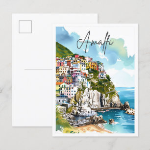 Amalfi Italien Vintage Kunst Postkarte